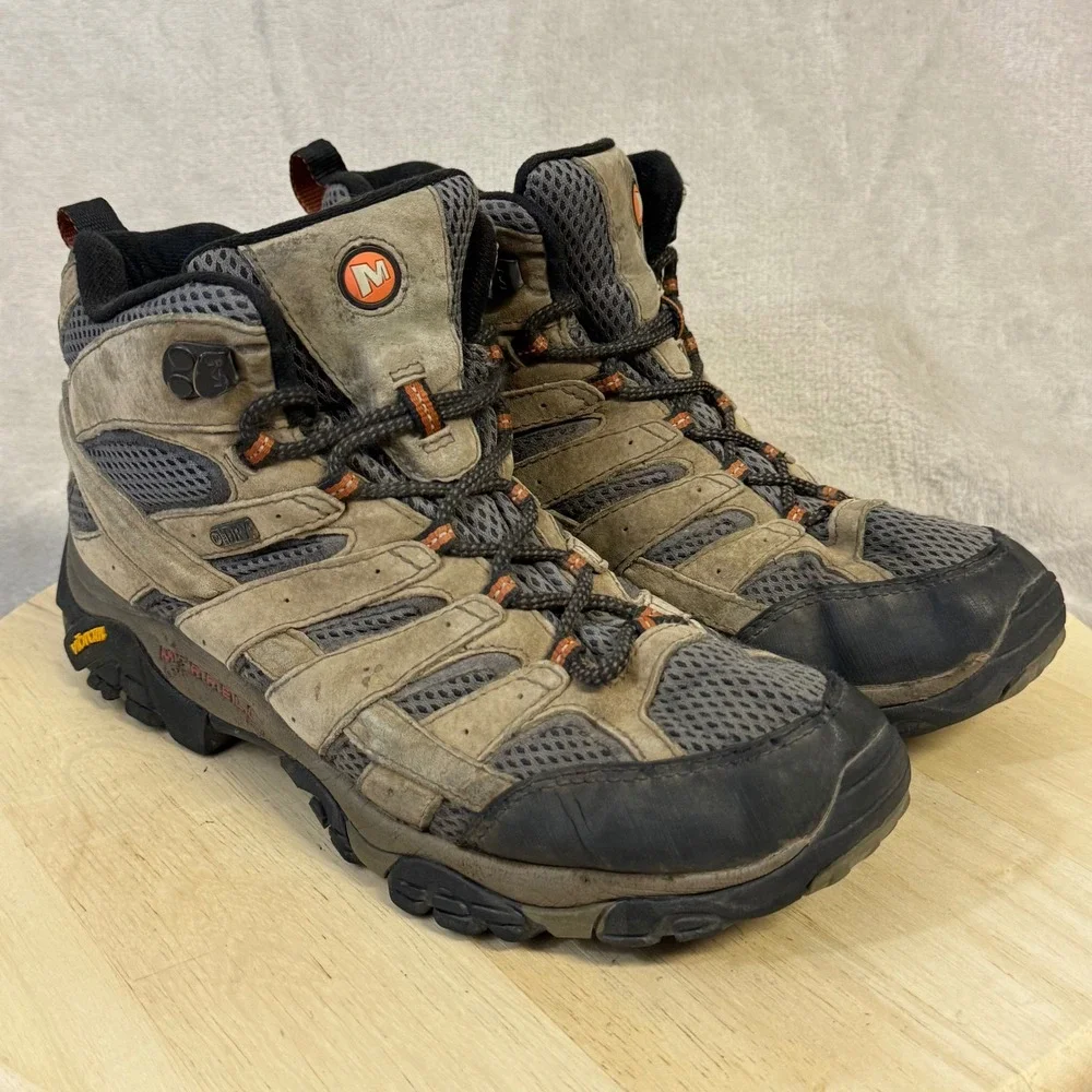 Merrell Moab 2 Mid Waterproof Hiking Boots Mens 10 Earth Brown J06053 Vibram